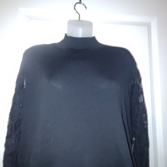 INC International Concepts Women's Black Lace Sleeve Peplum Top Size 1X BG13 - Picture 3 of 4